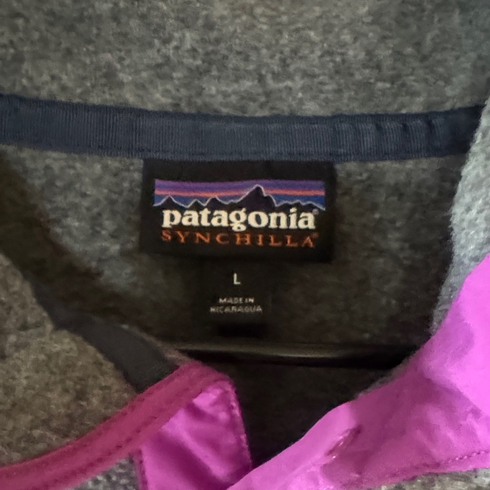 Patagonia Gray Fleece with Purple Trim - Picture 2 of 5